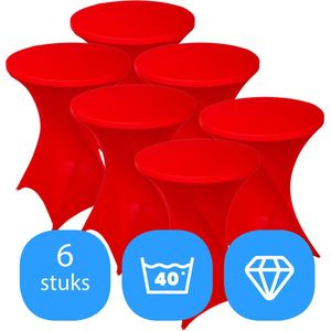 Statafelrok Rood x 6 – ∅80-85 x 110 cm – Stretch 6 stuks – Tafelrok voor Statafel – Geschikt voor Horeca Evenementen | Sta Tafel Hoes | Staantafelhoes | Cocktailparty | Trouwerij