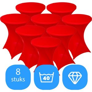 Statafelrok Rood x 8 – ∅80-85 x 110 cm – Stretch 8 stuks – Tafelrok voor Statafel – Geschikt voor Horeca Evenementen | Sta Tafel Hoes | Staantafelhoes | Cocktailparty | Trouwerij