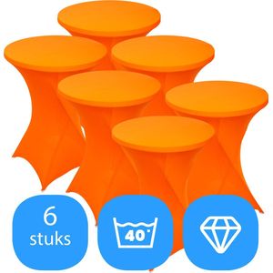 Statafelrok Oranje x 6 – ∅80-85 x 110 cm – Statafelhoes Stretch 6 Stuks – Tafelhoezen voor Statafel – Geschikt voor Horeca Evenementen | Sta Tafel Hoes | Staantafelhoes | Trouwerij