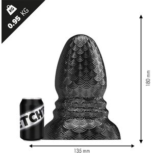 Stretch'r - Ripple - XXL Buttplug - Metallic Zwart - Maat M