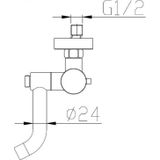 Wiesbaden Rio thermostatische badmengkraan met omstel-uitloop RVS