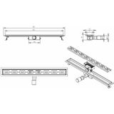 Wiesbaden douchegoot met flens 80 cm geborsteld messing