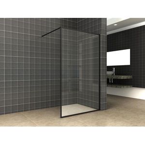 Wiesbaden douchewand square 10 mm 110x200 cm stabilisatiestang | nano coating | mat zwart | inloopdouche