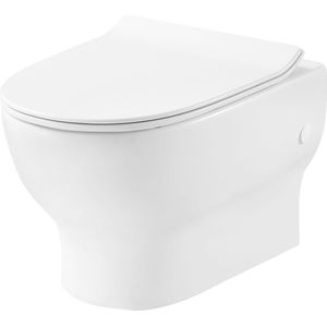 Toiletpot Wiesbaden Mercurius Twenty - Hangend - 49.5x37x38cm - Keramiek - Diepspoel & Rimless - Softclose Toiletzitting