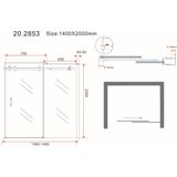 Wiesbaden Slide nis schuifdeur 1400 x 2000 x 8 mm nano helder glas/mat zwart 20.2853