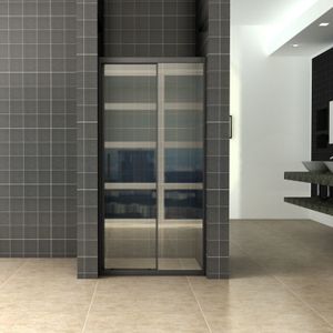 Sanifun Skyline schuifbare nisdeur 1000x2000 mat-zwart 8mm NANO