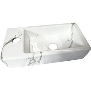 Wiesbaden Mini-Rhea links fontein 36x18x9cm Carrara marmerlook wit