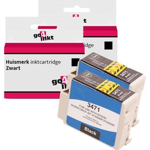 Go4inkt compatible met Epson 34XL twin pack inkt cartridges zwart bk - 2 stuks