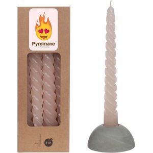 Pyromane Gedraaide kaars - Roze - Set van 4 stuks - 19cm
