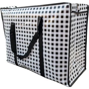 Big Shopper met rits - 60 x 45 cm - Ruitje - Zwart