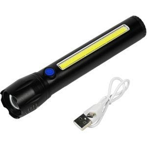 Hofftech Tactical zaklamp - LED en COB - oplaadbaar - 166 mm - 100/150 lumen - 1500 m bereik