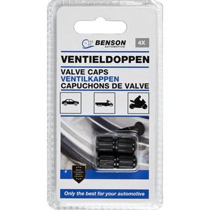 Benson Ventieldoppen Set - Aluminium - Universeel - Zwart - 4 delig