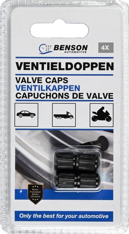 Benson - Ventieldoppen Set - Zwart - Aluminium - 4 Stuks