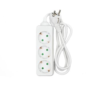 Benson 3-voudige stekkerdoos - randaarde - 1 meter kabel - wit