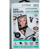 Benson Care LED Make-up spiegel/handspiegel/zakspiegel - zwart - 11,5 x 8,5 cm - dubbelzijdig