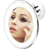 LED ring make-up spiegel met zuignap - wit - 20 x 22 cm - 5x zoom