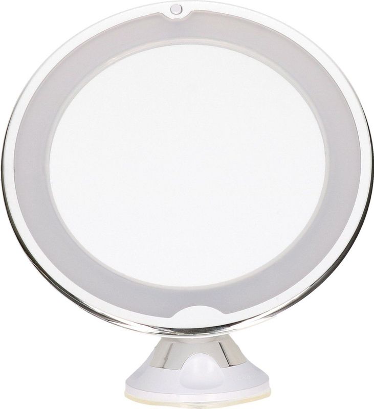 LED ring make-up spiegel met zuignap - wit - 20 x 22 cm - 5x zoom