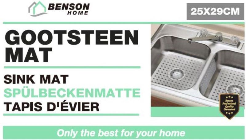 Benson Ronde gootsteenmat - PVC - Beschermend - Grijs - Ø 28 cm