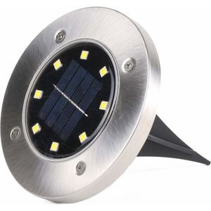 Benson Solar grondspot - modern design - spatwaterdicht - Ø12 x 11,5 cm - zilver