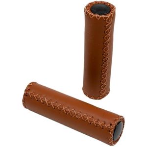 Benson fiets handvatten - kunstleer/schuimrubber - cognac bruin - 125 x 22,2 mm - universeel