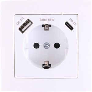 Miratic Inbouw Stopcontact - Werkblad Stopcontact met Vlakke Gefreesde Rand - Meubelcontactdoos met USB-oplader 2 2P Z (Schuko) 2X USB (Type A C, 3,6A) Power Strip voor Bureau Zonder Kabel (Zilver