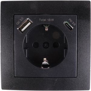 Benson - Wandcontactdoos - Inbouw - Zwart - Met USB A/C