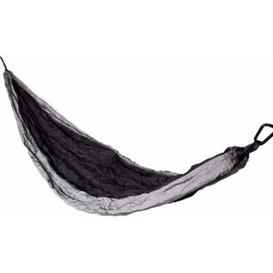 Benson Ultralichte hangmat - scheurbestendig nylon - 275x140 cm - grijs/zwart - inclusief bevestigingsset