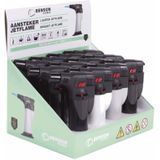 Benson - Stormaansteker - Regelbare Vlam - Zwart/Wit/Grijs - 12 Stuks