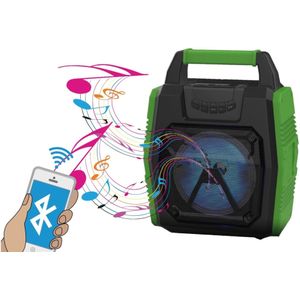 Benson Bluetooth Speaker - Zwart/Groen - Radio - LED Verlichting - 25.9 x 15.1 x 34.1 cm