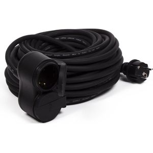 Benson Neopreen 10 meter verlengsnoer - Kabel met twee stopcontacten met klep Max 3500 watt