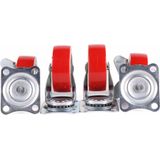 Benson Zwenkwielen Set - 2 X Geremd - 2 X Ongeremd - 75 Mm Diameter - Rood - 4 Stuks