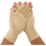 Medidu Artrose Handschoenen - Reuma Compressie Handschoenen - Open Vingertoppen - Unisex - Beige - M