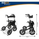Dunimed - Premium Lichtgewicht Rollator - Zwart - Met Grote Luchtbanden en Inclusief Stokhouder en Tas