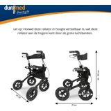Dunimed - Premium Lichtgewicht Rollator - Zwart - Met Grote Luchtbanden en Inclusief Stokhouder en Tas