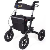 Dunimed - Premium Lichtgewicht Rollator - Zwart - Met Grote Luchtbanden en Inclusief Stokhouder en Tas