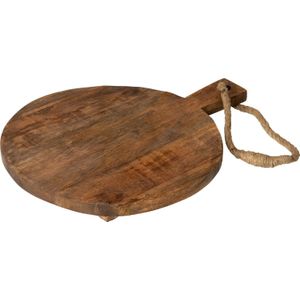 H&H Snijplank van donker hout, rond, 23 cm, bruin
