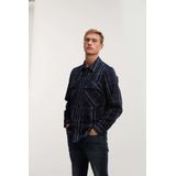 Denham - State - Overshirt - Donkerblauw - Ruit geweven