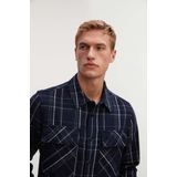 Denham - State - Overshirt - Donkerblauw - Ruit geweven