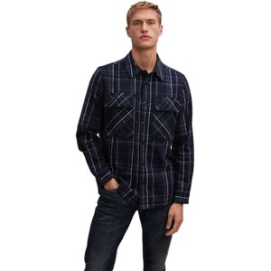 Denham - State - Overshirt - Donkerblauw - Ruit geweven