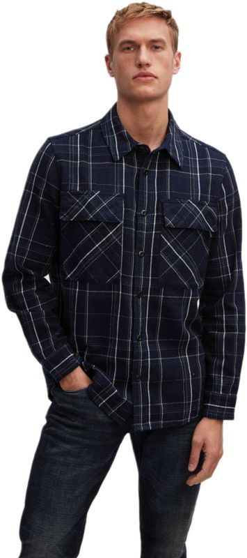 Denham - State - Overshirt - Donkerblauw - Ruit geweven