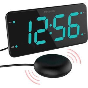 Wekkerradio met Trilkussen voor Slechthorenden / Doven - Digitale Wekker Alarmklok - Trilwekker onder je kussen - Klok met trilschijf - Bed Shaker
