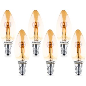 Groenovatie E14 LED Filament Kaarslamp 4W - Goud - Extra Warm Wit - Dimbaar - 6-Pack
