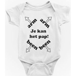 Passie voor Stickers Baby rompertjes met tekst: Arm been je kan het pap  50/56