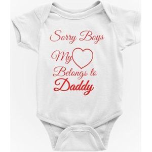 Passie voor Stickers Baby rompertje: Sorry boys my hearts belongs to daddy 50/56