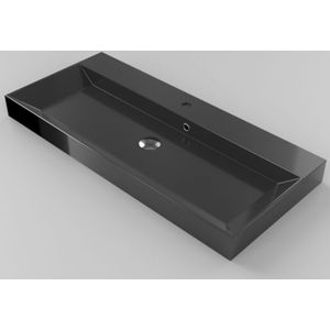 SaniGoods Kolo wastafel 100cm 2 kraangaten zwart mat
