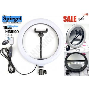 HiCHiCO LED Ring Light - 26Cm Met Spiegel - Zonder Stand