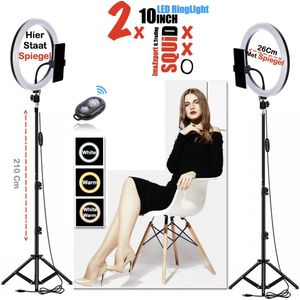 Fairco Selfie LED Ring Lamp - 26 cm - Statief 210 cm - Bluetooth Afstandsbediening