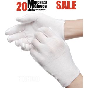 Witte katoenen Handschoen – Gloves Soft 100% Cotton Gloves Coin Jewelry Silver Inspection Gloves Stretchable Lining Glove - Handschoenen - Handschoenen Cotton Maat M 20Stuks/10Pairs  M  HiCHiCO