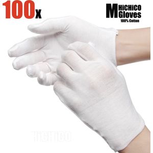 Witte katoenen Handschoen – Gloves Soft 100% Cotton Gloves Coin Jewelry Silver Inspection Gloves Stretchable Lining Glove - Handschoenen - Handschoenen Cotton Maat M 100Stuks/50Pairs  M  HiCHiCO