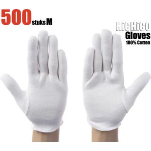 Witte katoenen Handschoen – Gloves Soft 100% Cotton Gloves Coin Jewelry Silver Inspection Gloves Stretchable Lining Glove - Handschoenen - Handschoenen Cotton Maat M 500 Stuks/ 250 Pairs  M  HiCHiCO